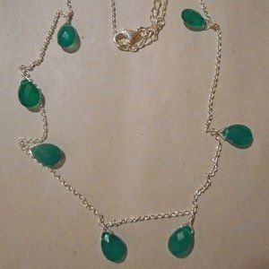 Verde Onyx Fancy Necklace (18 Inches) in Sterling Silver 13.30 ctw